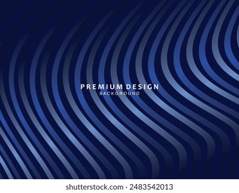 Diseño de fondo de Premium con patrón diagonal de rayas azul oscuro. Plantilla Horizontal de Vector para Anuncio de negocios de lujo digital, invitación formal contemporánea, vale de lujo, certificado de regalo, etc.