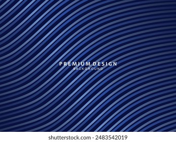 Premium background design with diagonal dark blue stripes pattern. Vector horizontal template for digital luxury business banner, contemporary formal invitation, luxury voucher, gift certificate, etc.