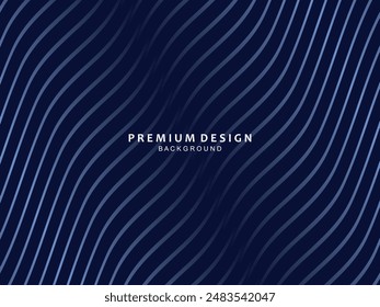 Premium background design with diagonal dark blue stripes pattern. Vector horizontal template for digital luxury business banner, contemporary formal invitation, luxury voucher, gift certificate, etc.