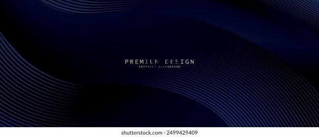 Diseño de fondo de Premium con patrón de línea azul oscuro diagonal. Plantilla Horizontal del Vector para el Anuncio empresarial digital de Lux, invitación formal contemporánea,