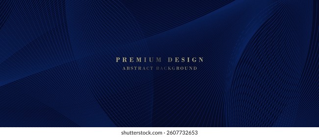 Premium background design with diagonal dark blue line pattern. Vector horizontal template for digital lux business banner, contemporary formal invitation, luxury voucher, prestigious gift certificate