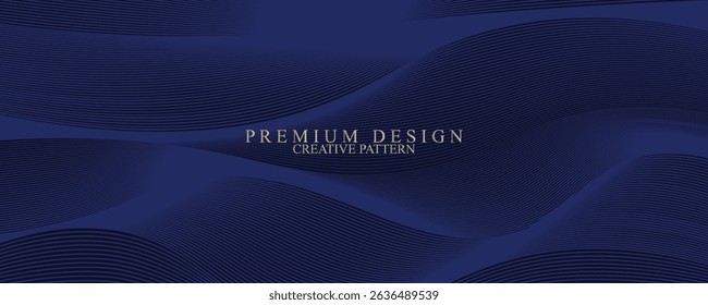Premium background design with diagonal dark blue line pattern. Vector horizontal template for digital lux business banner, contemporary formal invitation, luxury voucher, prestigious gift certificate