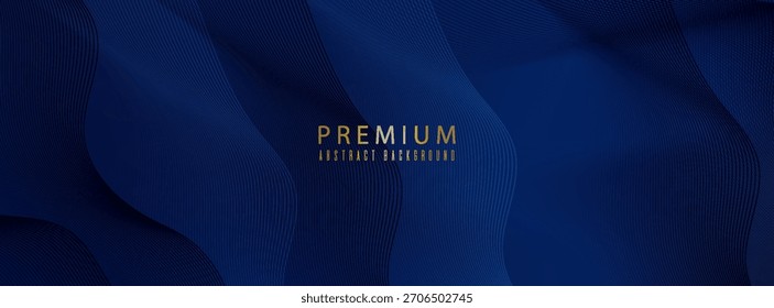 Premium-Hintergrunddesign mit diagonalem dunkelblauem Linienmuster. Vektorvorlage für digitales Luxusbanner, Einladung, Gutschein, Zertifikat. Anzug für Unternehmen, Banner