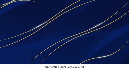 Premium-Hintergrunddesign mit diagonalem dunkelblauem und goldenem Linienmuster. Vektor horizontale Vorlage für Digital Lux Business Banner, formelle Einladung, aeps.10.