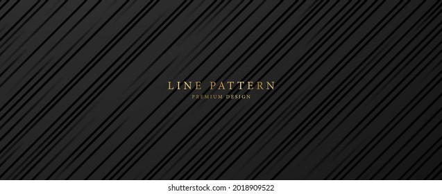 Premium background design with diagonal dynamic line pattern on black backdrop. Vector horizontal template for business banner, formal invitation, luxury voucher, prestigious gift certificate