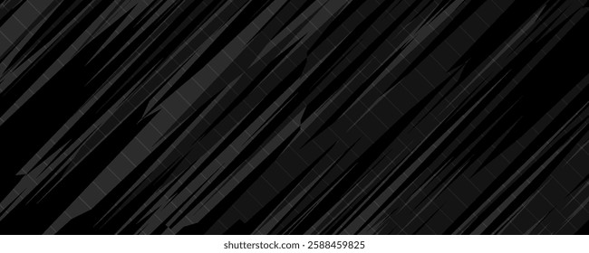 Premium background design with diagonal dynamic line pattern on black backdrop. Vector horizontal template for business banner, formal invitation, luxury voucher, prestigious gift certificate