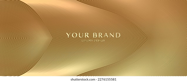 Premium background design with digital line pattern in gold colour. Vector horizontal gold template for business banner, formal invitation, luxury voucher, prestigious gift certificate