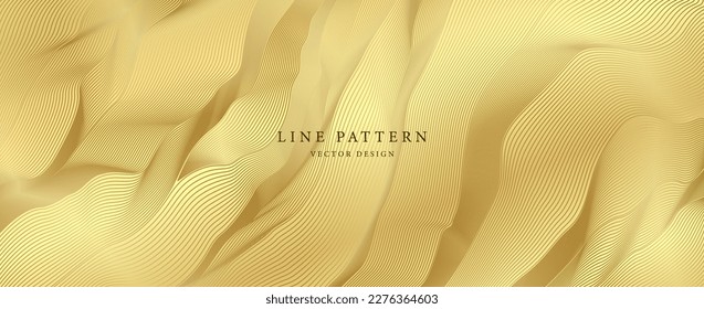 Premium background design with digital line pattern (texture) in gold colour. Vector horizontal golden template for business banner, formal invitation, luxury voucher, prestigious gift certificate