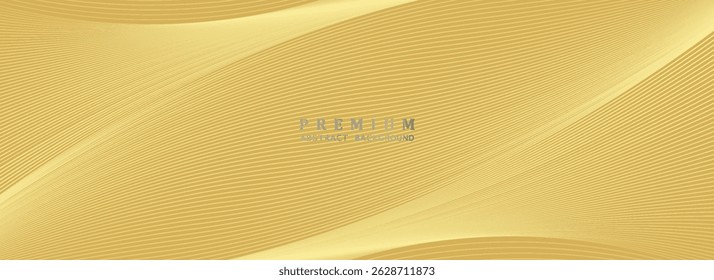 Diseño de fondo de Premium con elegante patrón de línea dorada. Plantilla Horizontal para el Anuncio de negocios de lujo digital, invitación formal, vale de lujo, certificado de regalo prestigioso