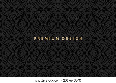 Diseño de fondo de primera calidad con un patrón 3D geométrico convexo floral volumétrico geométrico geométrico 3D. oriental, indonesio, mexicano, azteca, técnica artesanal. Plantilla horizontal vectorial para fondos de pantalla.