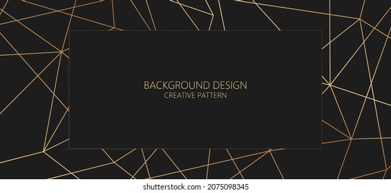 Premium background  design with gold lines. Black horizontal vector template for banner, premium invitation, luxury voucher, prestigious gift certificate.