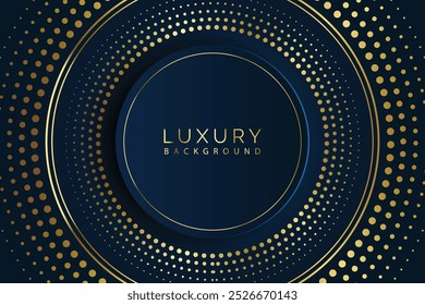 Design de fundo premium com círculo pontilhado dourado no fundo escuro