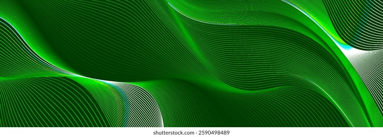 Premium background design with green line pattern (texture) in luxurious pastel colors. Abstract horizontal vector template for business banners, 