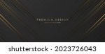 Premium background design with horizontal diagonal dynamic gold line pattern on black backdrop. Vector template for business banner, formal invitation, luxury voucher, prestigious gift certificate