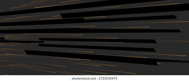 Diseño de fondo de Premium con patrón de línea de oro dinámico diagonal Horizontal sobre fondo negro. Plantilla de Vector para el Anuncio de negocios, invitación formal, voucher de lujo, certificado de regalo prestigioso
