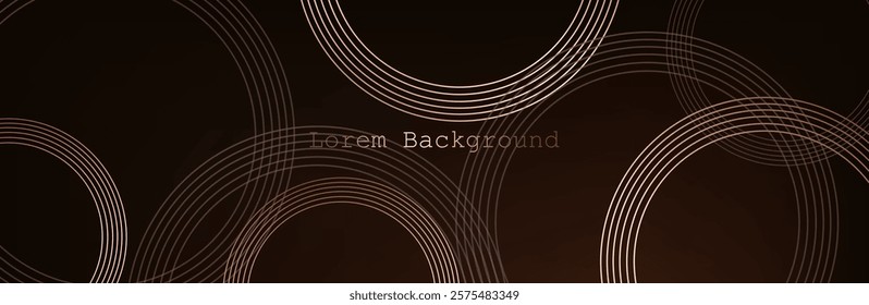 Premium background design with mocha mousse line pattern (texture) in luxury pastel colour. Abstract horizontal vector template for business banner.dark brown background with golden brown circles. 