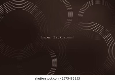 Premium background design with mocha mousse line pattern (texture) in luxury pastel colour. Abstract horizontal vector template for business banner.dark brown background with golden brown circles. 