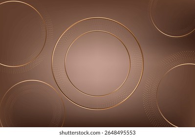 Premium background design with mocha mousse line pattern (texture) in luxury pastel color. Abstract horizontal vector template for business banner.dark brown background with golden brown circles. 