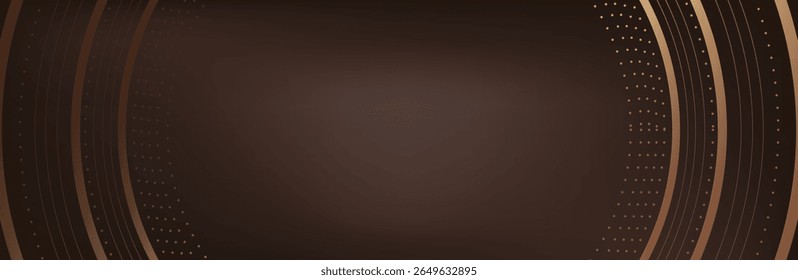 Premium background design with mocha mousse line pattern (texture) in luxury pastel color. Abstract horizontal vector template for business banner.dark brown background with golden brown circles. 