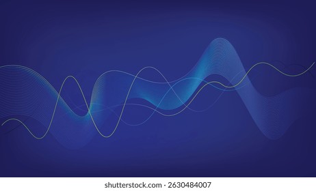 Design de plano de fundo premium com padrão de linha azul escuro de onda
