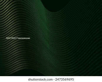 Premium background design with wavy green stripes pattern. Vector horizontal template for digital luxury business banner, contemporary formal invitation, luxury voucher, gift certificate, etc.