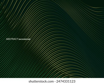 Premium background design with wavy green stripes pattern. Vector horizontal template for digital luxury business banner, contemporary formal invitation, luxury voucher, gift certificate, etc.