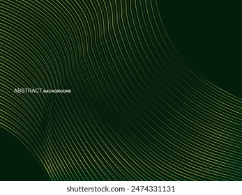 Premium background design with wavy green stripes pattern. Vector horizontal template for digital luxury business banner, contemporary formal invitation, luxury voucher, gift certificate, etc.