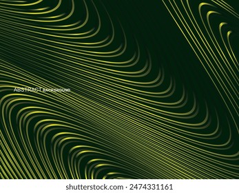 Premium background design with wavy green stripes pattern. Vector horizontal template for digital luxury business banner, contemporary formal invitation, luxury voucher, gift certificate, etc.