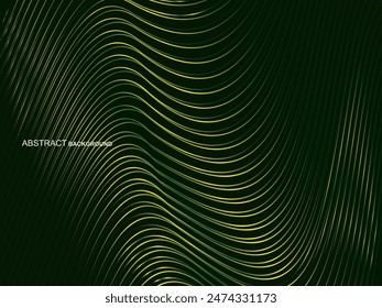 Premium background design with wavy green stripes pattern. Vector horizontal template for digital luxury business banner, contemporary formal invitation, luxury voucher, gift certificate, etc.