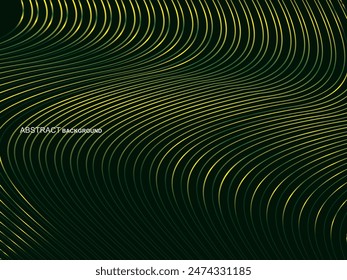 Diseño de fondo de Premium con patrón de rayas verdes onduladas. Plantilla Horizontal de Vector para Anuncio de negocios de lujo digital, invitación formal contemporánea, vale de lujo, certificado de regalo, etc.