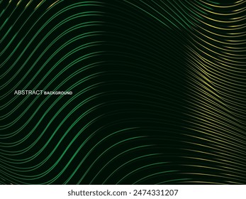 Premium background design with wavy green stripes pattern. Vector horizontal template for digital luxury business banner, contemporary formal invitation, luxury voucher, gift certificate, etc.