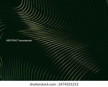 Premium background design with wavy green stripes pattern. Vector horizontal template for digital luxury business banner, contemporary formal invitation, luxury voucher, gift certificate, etc.