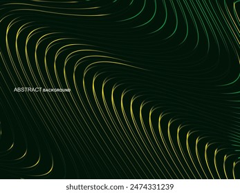 Premium background design with wavy green stripes pattern. Vector horizontal template for digital luxury business banner, contemporary formal invitation, luxury voucher, gift certificate, etc.