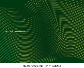 Diseño de fondo de Premium con patrón de rayas verdes onduladas. Plantilla Horizontal de Vector para Anuncio de negocios de lujo digital, invitación formal contemporánea, vale de lujo, certificado de regalo, etc.