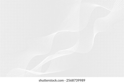 Premium background design with white line pattern and halftone light gray background. Abstract futuristic vector template for cover design, business banner, brochure, prestigious voucher, luxe invite.