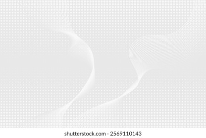 Premium background design with white line pattern and halftone light gray background. Abstract futuristic vector template for cover design, business banner, brochure, prestigious voucher, luxe invite.