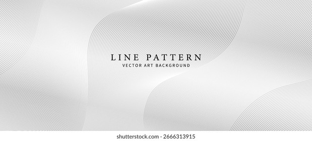Diseño de fondo de Premium con patrón de línea blanca y fondo gris claro. Plantilla Horizontal blanca Abstractas del Vector para el diseño de la cubierta, Anuncio del negocio, folleto, voucher prestigioso, invitación del lujo.