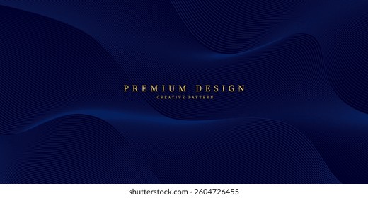 Premium background with diagonal dark blue lines pattern. Vector horizontal template for contemporary formal invitation, prestigious gift certificate, digital luxury business banner, luxury voucher.
