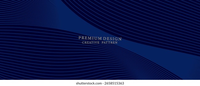 Fondo de Premium con patrón diagonal de líneas azul oscuro. Plantilla Horizontal de Vector para invitación formal contemporánea, certificado de regalo prestigioso, Anuncio de negocios de lujo digital, cupón de lujo.