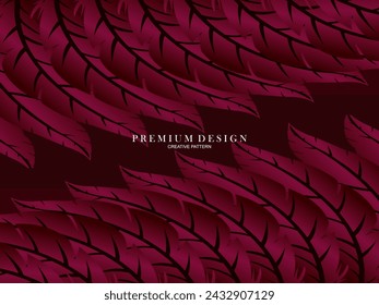 Premium background with feather pattern. Abstract dynamic composition. Modern vector feather illustration.	