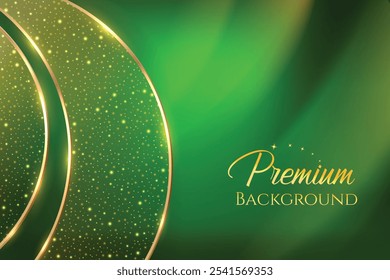 Fundo Premium Com Luzes Brilhantes De Sinos Em Fundo Verde. Royal Ethnic Theme Elements Concept Design Vetor Illustration For Movie, Prêmio De Televisão, Festival Sale Celebration Etc.