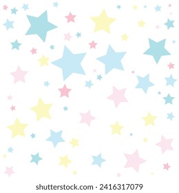 Premium background of pastel colored stars on white background