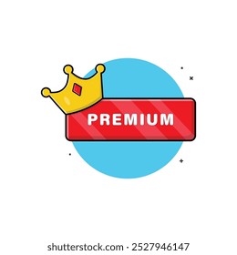 Premium Badge with Crown Vector Illustration. Premium Quality Concept Design