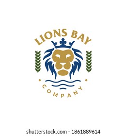 premium badge emblem vintage lions bay logo design template vector 