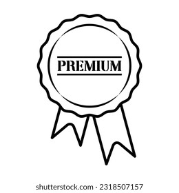 Premium-Badge-Icon, Medal-Symbol, Vektorgrafik, Siegerabzeichen, Zertifizierungssymbol, Bestes Qualitätssymbol, Beste Qualität, Nummer Eins, Monarchie-, Sport- und Wettbewerbsabzeichen, Vektorgrafik-VIP-Symbol