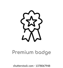 premium badge vector line icon. Simple element illustration. premium badge outline icon from signs concept. Can be used for web and mobile