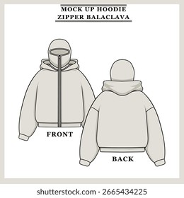 Premium Balaclava Mock up Vector front and back, Color and Design can be changed.