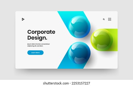 Premium banner design vector concept. Colorful realistic balls front page layout.