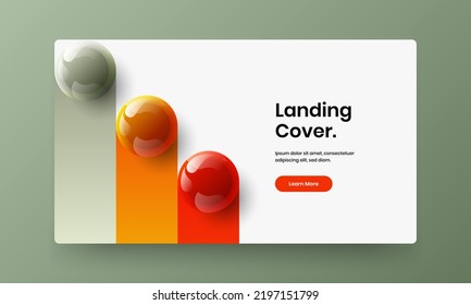 Premium banner vector design template. Unique realistic spheres front page illustration.