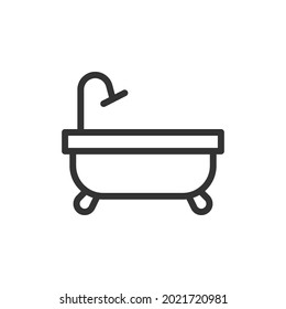 Premium bath line icon for app, web and UI. Vector stroke sign isolated on a white background. Outline icon of bath in trendy style.